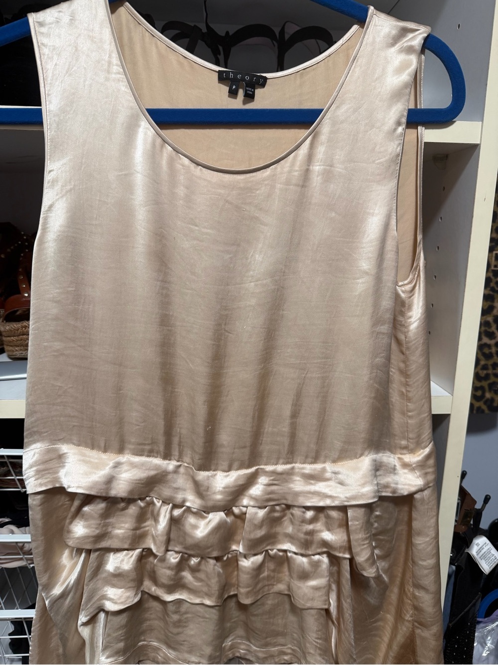 Theory Cream Satin Ruffle Camisole - Picture 1 of 4